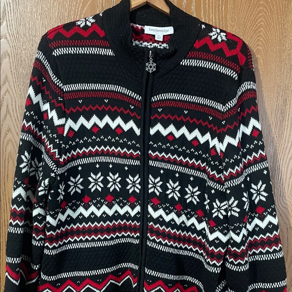 Breckenridge Men's Black and Red Zip-Up Sweater